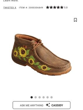 Twisted X Brown Ankle Boots with Sunflower Embroidery